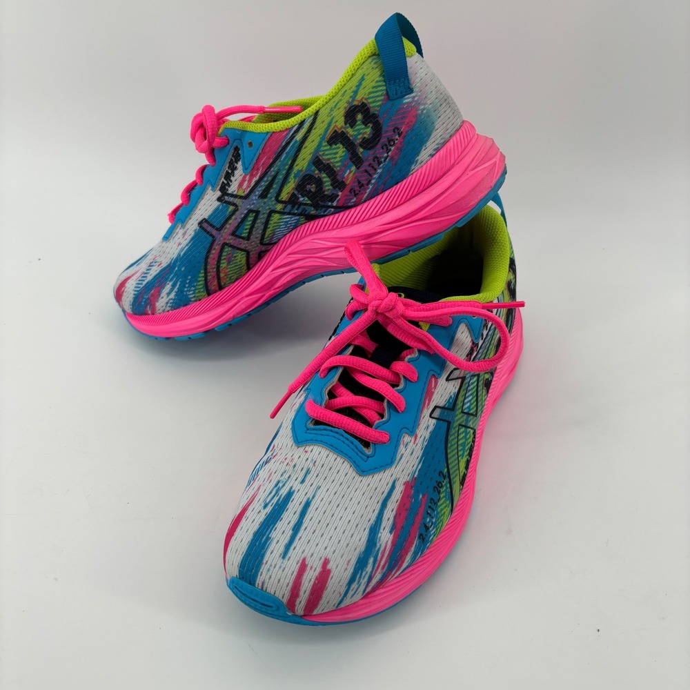 ASICS Men 5.5/ Women 7 Noosa Tri 13 GS Running Shoes Blue Pink Neon Yellow Track